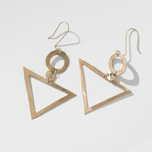 Load image into Gallery viewer, Geometric Earrings, Gold, Statement, Artisan Design, Dangle Earrings
