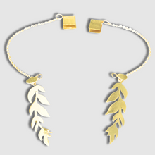 Load image into Gallery viewer, Earring Ear Cuff, Ear Cuff Pair, Gold Earring and Ear Cuff, Twig Leaf and Ear Cuff
