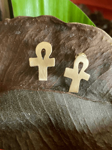 Ankh, Key to Life, Brass Studs - Joy Anthony Jewelry